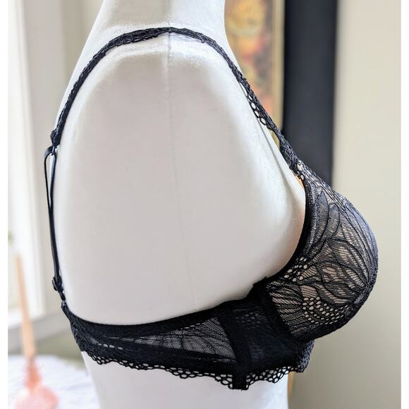 Fredrick's of Hollywood Saffron Push Up Bra Padded Molded Black Lace Size 36B - Picture 7 of 11